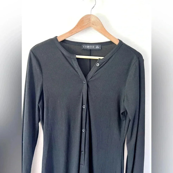 Lioness Angel Romper Black Button Front Ribbed Long Sleeve Size XXL, NWOT - Picture 3 of 11